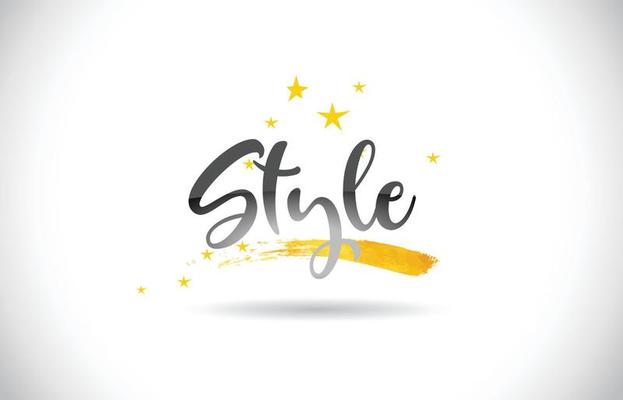 Style Word Vector Text with Golden Stars Trail and Handwritten Curved Font.