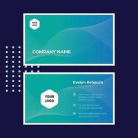 Creative and Clean Double-sided Business Card Template. Blue and Green Colors. Flat Design Vector Illustration. Stationery Design