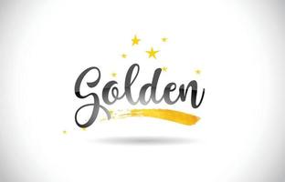 Golden Word Vector Text with Golden Stars Trail and Handwritten Curved Font.