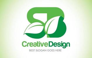 Logotipo de diseño de letra de hoja verde sb. eco bio hoja carta icono ilustración logo. vector