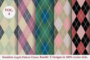 Argyle classic Pattern vector Bundle 5 designs Traditional,Fabric texture background