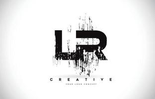 LR L R Grunge Brush Letter Logo Design in Black Colors Vector Illustration.
