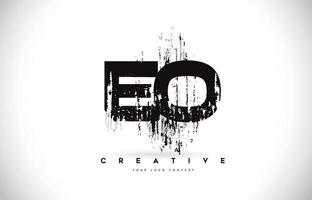 EO E O Grunge Brush Letter Logo Design in Black Colors Vector Illustration.