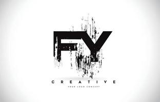 fy fy grunge brush letter logo design en colores negros ilustración vectorial. vector