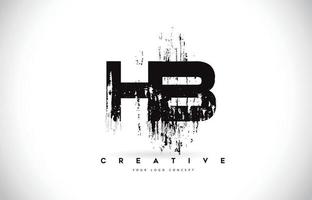 HB H B Grunge Brush Letter Logo Design in Black Colors Vector Illustration.