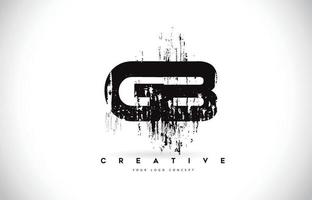 GB G B Grunge Brush Letter Logo Design in Black Colors Vector Illustration.