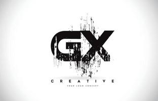 GX G X Grunge Brush Letter Logo Design in Black Colors Vector Illustration.