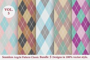 Argyle classic Pattern vector Bundle 5 designs Traditional,Fabric texture background