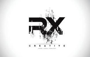 RX R X Grunge Brush Letter Logo Design in Black Colors Vector Illustration.