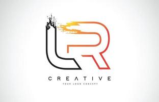 LR Creative Modern Logo Design with Orange and Black Colors. Monogram Stroke Letter Design. vector