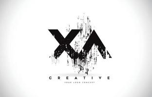 XA X A Grunge Brush Letter Logo Design in Black Colors Vector Illustration.