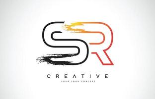 sr creativo diseño de logotipo moderno con colores naranja y negro. diseño de letra de trazo de monograma. vector