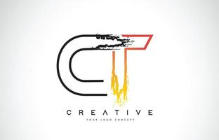 ct creativo diseño de logotipo moderno con colores naranja y negro. diseño de letra de trazo de monograma. vector