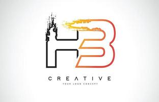 Diseño de logotipo moderno creativo de hb con colores naranja y negro. diseño de letra de trazo de monograma. vector