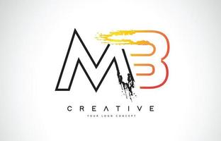 mb creativo diseño de logotipo moderno con colores naranja y negro. diseño de letra de trazo de monograma. vector