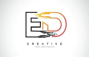 ed diseño de logotipo moderno creativo con colores naranja y negro. diseño de letra de trazo de monograma. vector