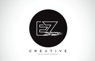 EZ Modern Leter Logo Design with Black and White Monogram. Creative Letter Logo Brush Monogram. vector