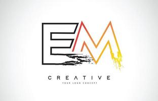 EM Creative Modern Logo Design with Orange and Black Colors. Monogram Stroke Letter Design. vector