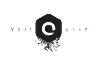O Letter Logo Design with Black Ink Spill vector