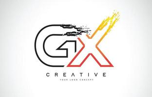 GX Creative Modern Logo Design with Orange and Black Colors. Monogram Stroke Letter Design. vector