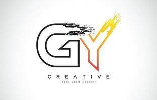 GY Creative Modern Logo Design with Orange and Black Colors. Monogram Stroke Letter Design. vector
