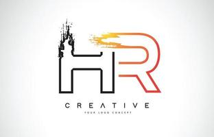 hr creativo diseño de logotipo moderno con colores naranja y negro. diseño de letra de trazo de monograma. vector