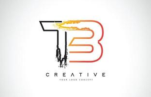 tb creativo diseño de logotipo moderno con colores naranja y negro. diseño de letra de trazo de monograma. vector