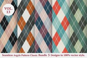 Argyle classic Pattern vector Bundle 5 designs Traditional,Fabric texture background