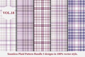 Plaid Pattern Bundle 5 designs Buffalo Vector, Tartan Fabric background wallpaper, Monochrome patterns collection vector