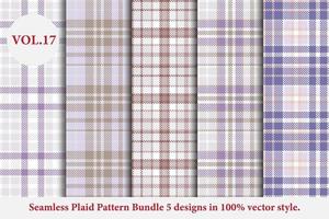 Plaid Pattern Bundle 5 designs Buffalo Vector, Tartan Fabric background wallpaper, Monochrome patterns collection vector