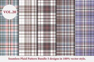 Plaid Pattern Bundle 5 designs Buffalo Vector, Tartan Fabric background wallpaper, Monochrome patterns collection vector