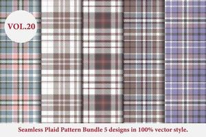 Plaid Pattern Bundle 5 designs Buffalo Vector, Tartan Fabric background wallpaper, Monochrome patterns collection vector