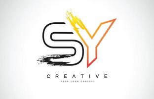 SY Creative Modern Logo Design with Orange and Black Colors. Monogram Stroke Letter Design. vector