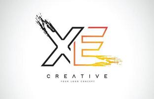 XE Creative Modern Logo Design with Orange and Black Colors. Monogram Stroke Letter Design. vector