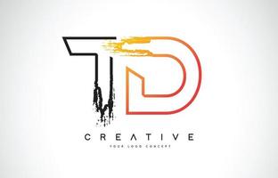 td creativo diseño de logotipo moderno con colores naranja y negro. diseño de letra de trazo de monograma. vector