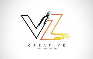 VZ Creative Modern Logo Design with Orange and Black Colors. Monogram Stroke Letter Design. vector