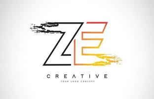 ZE Creative Modern Logo Design with Orange and Black Colors. Monogram Stroke Letter Design. vector