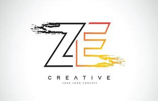 Ze creativo diseño de logotipo moderno con colores naranja y negro. diseño de letra de trazo de monograma. vector