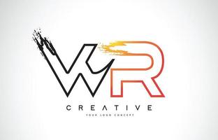 WR Creative Modern Logo Design with Orange and Black Colors. Monogram Stroke Letter Design. vector
