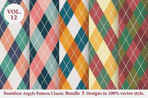 Argyle classic Pattern vector Bundle 5 designs Traditional,Fabric texture background