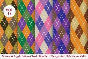 Argyle classic Pattern vector Bundle 5 designs Traditional,Fabric texture background