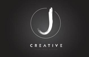 J Brush Letter Logo Design. Artistic Handwritten Letters Logo Concept. vector