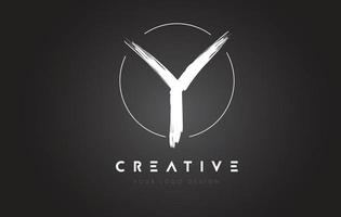 Y Brush Letter Logo Design. Artistic Handwritten Letters Logo Concept. vector