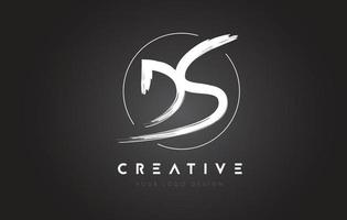 DS Brush Letter Logo Design. Artistic Handwritten Letters Logo Concept. vector