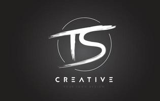 TS Brush Letter Logo Design. Artistic Handwritten Letters Logo Concept. vector