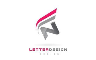 N Letter Logo Design. Futuristic Modern Lettering Concept. vector