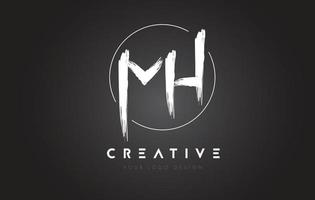 MH Brush Letter Logo Design. Artistic Handwritten Letters Logo Concept. vector