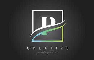 P Letter Logo Design with Square Swoosh Border and Creative Icon Design. vector