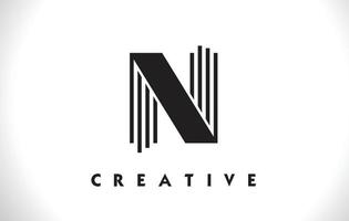 N Logo Letter With Black Lines Design. Line Letter Vector Illustration