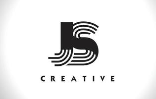 JS Logo Letter With Black Lines Design. Line Letter Vector Illustration